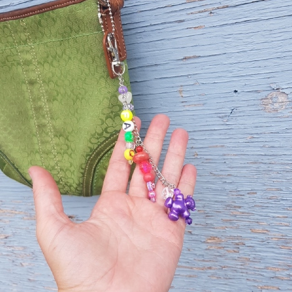 Patch & Roam Cute but Rude 'Fah Q' beaded purse or key charm colorful playful